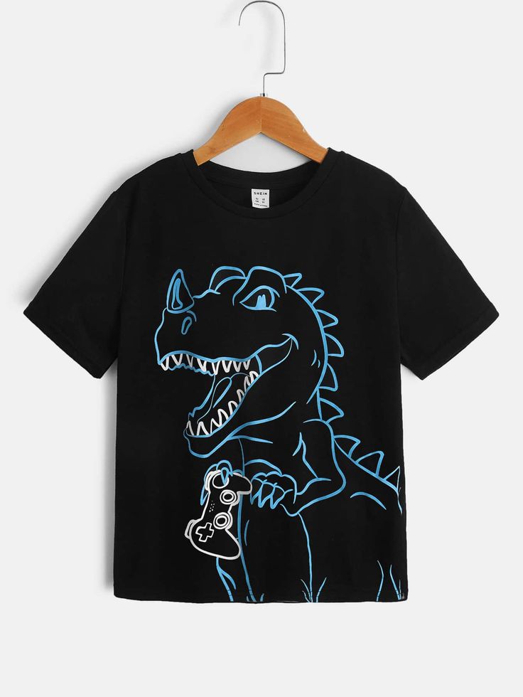 Boys black tshirt with dinosaur