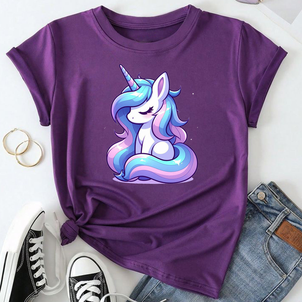 Truebiz Girls Cotton Unicorn Printed T-Shirt | Round Neck Half Sleeves Casual Tee